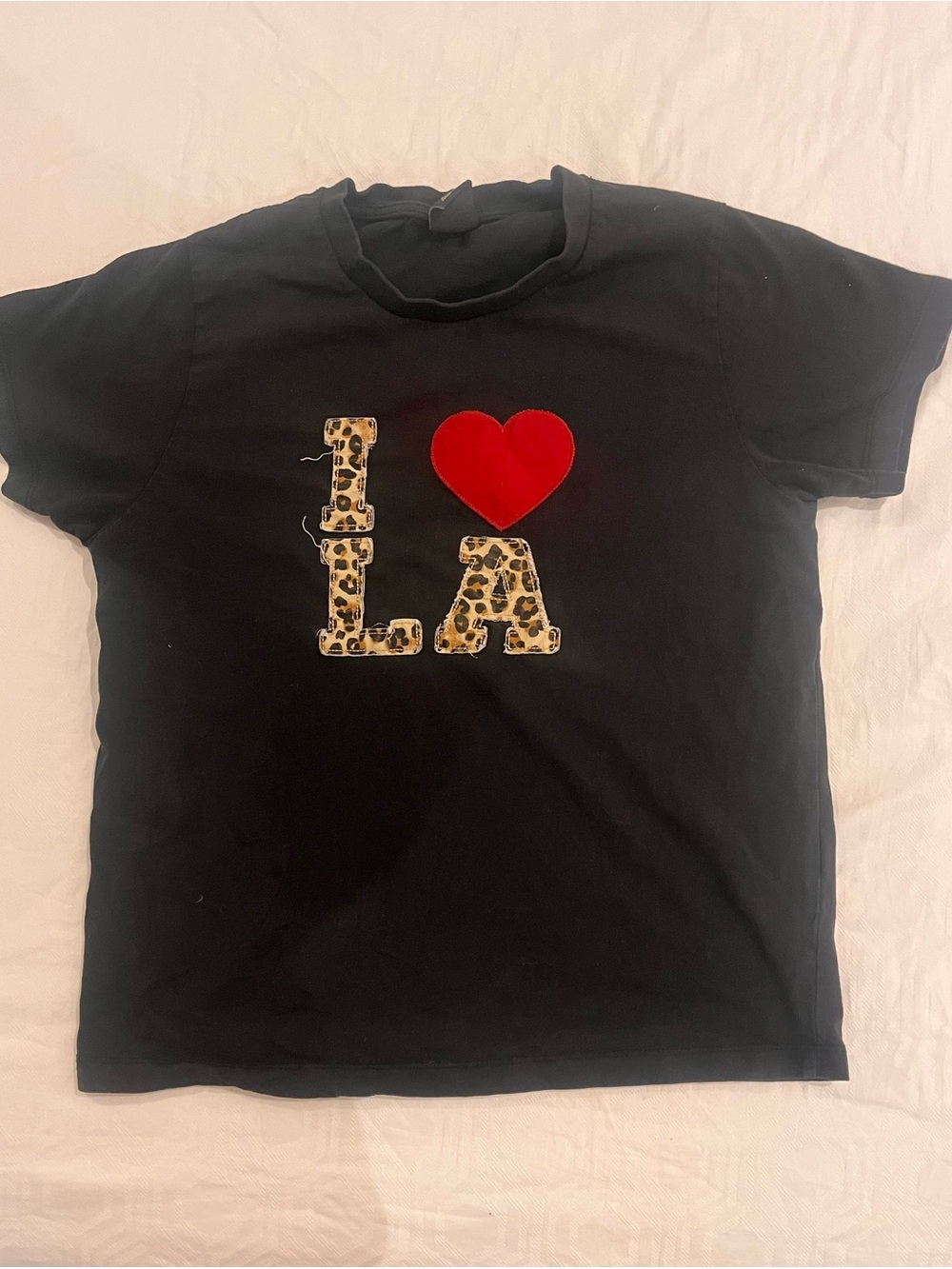 Black 'I ♥ LA' Graphic Tee with Leopard Letters